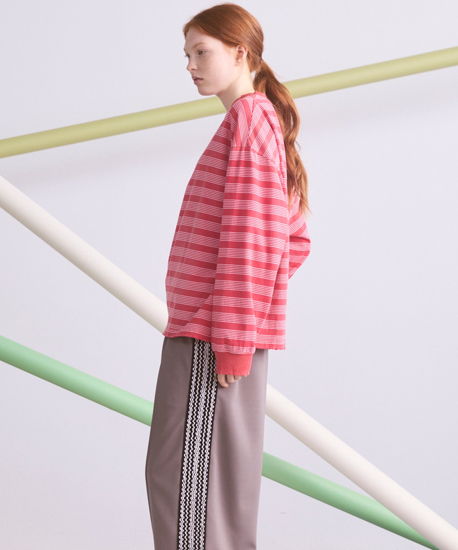 【26aw PRE-ORDER】纯棉巴尔法蕾丝超领亨利领长袖针织T恤