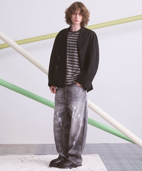 【26aw PRE-ORDER】纯棉巴尔法蕾丝超领亨利领长袖针织T恤
