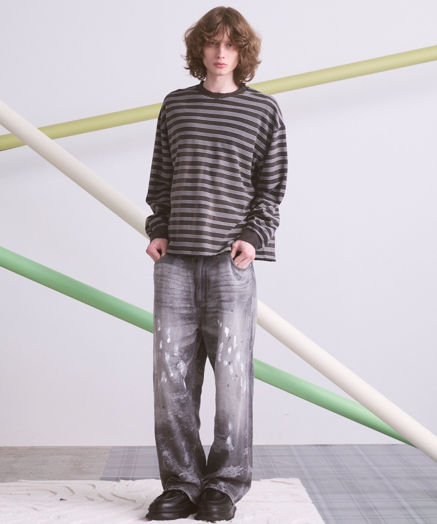 【26aw PRE-ORDER】纯棉巴尔法蕾丝超领亨利领长袖针织T恤
