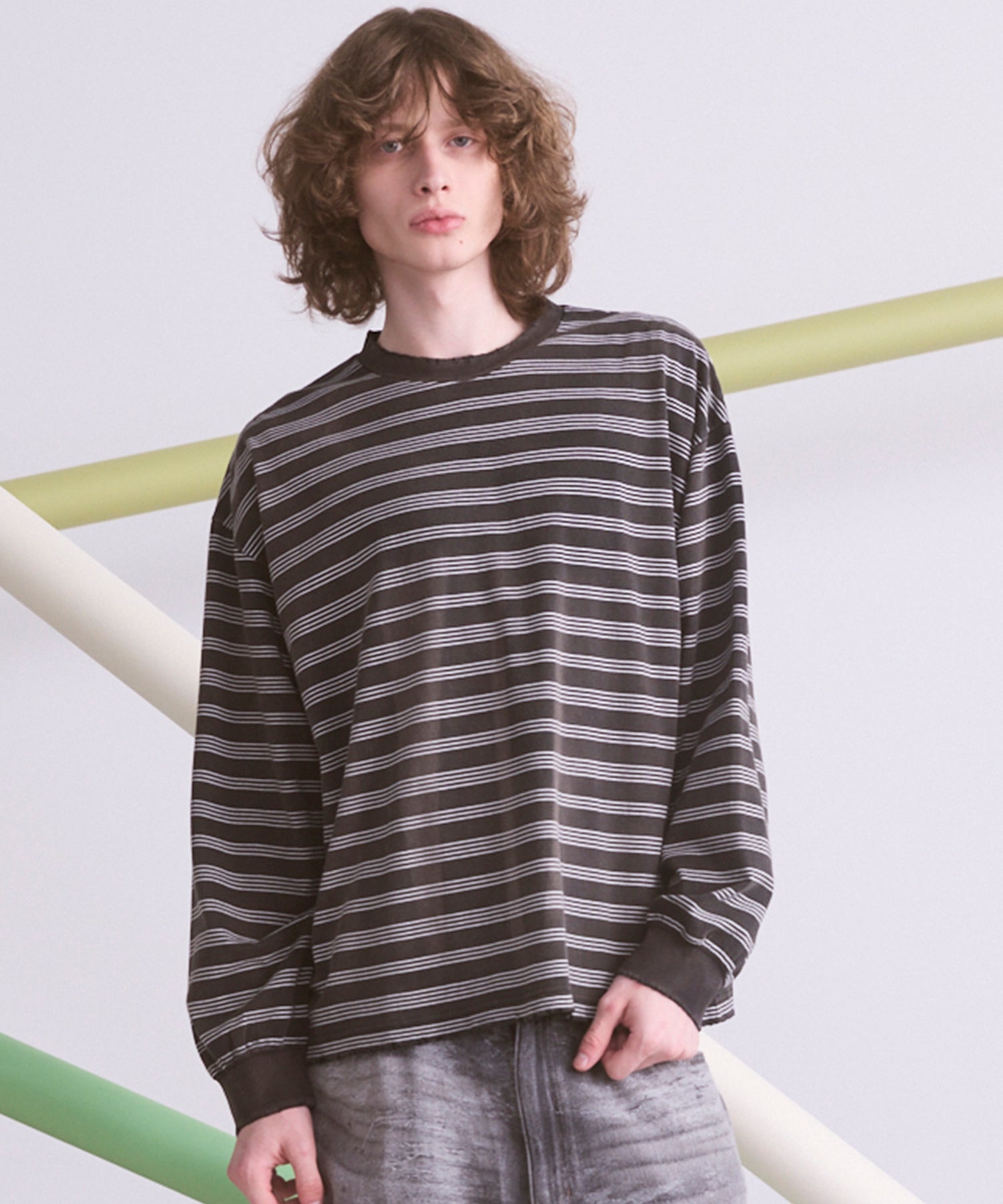【26aw PRE-ORDER】纯棉巴尔法蕾丝超领亨利领长袖针织T恤