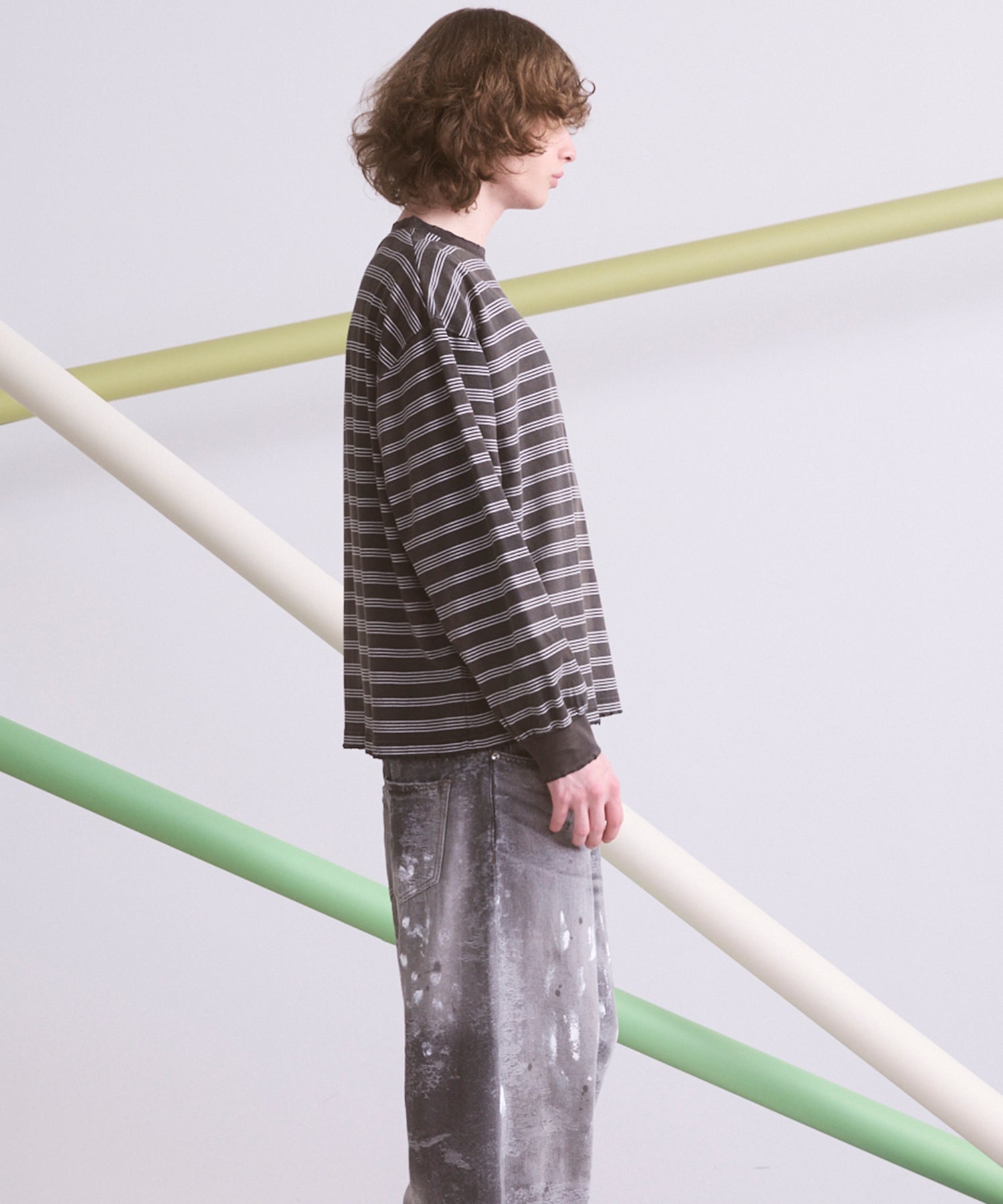 【26aw PRE-ORDER】纯棉巴尔法蕾丝超领亨利领长袖针织T恤
