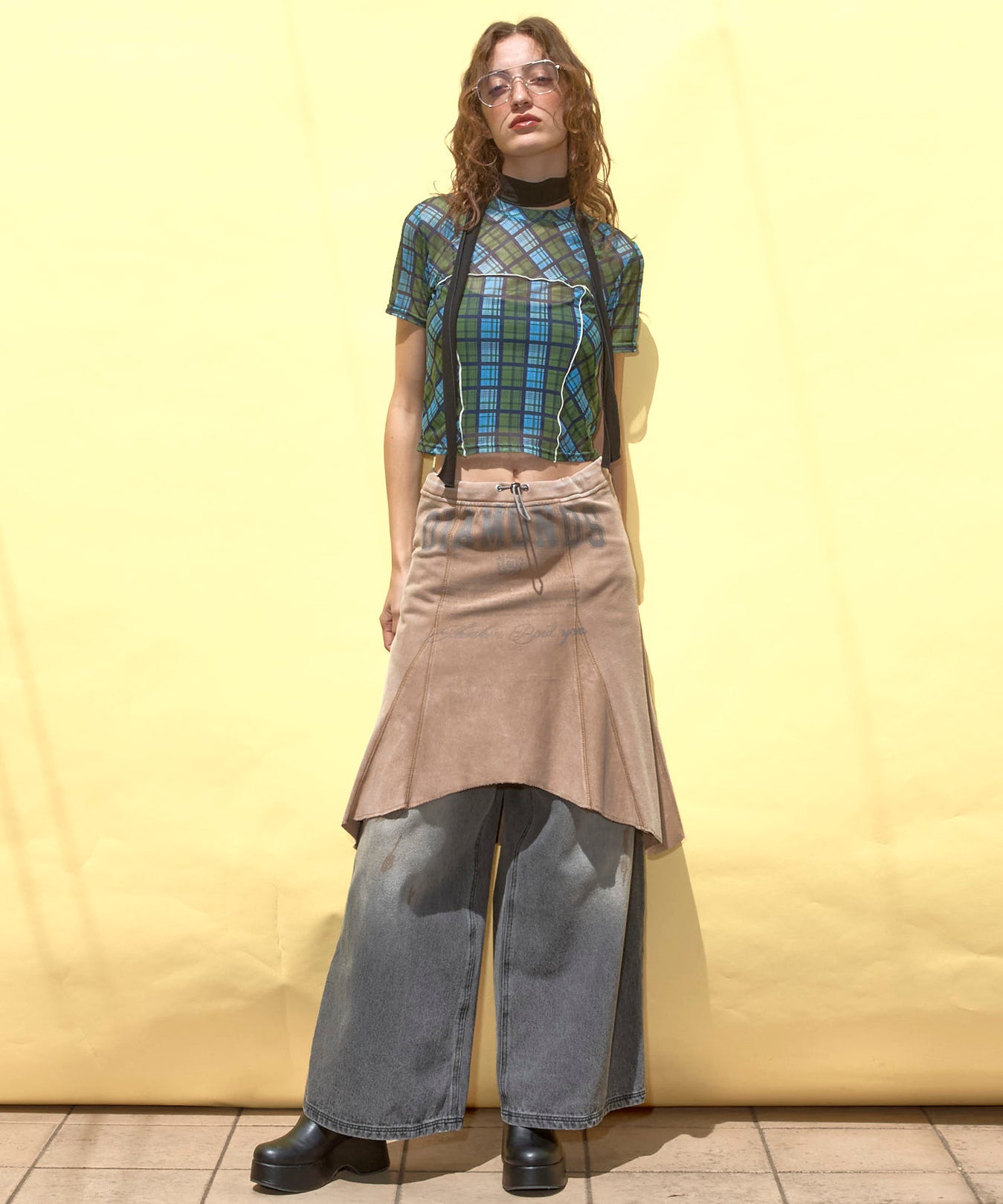Waist Tuck Wide Denim Pants