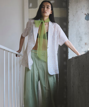 Flower Sheer Half-Sleeve Jacket