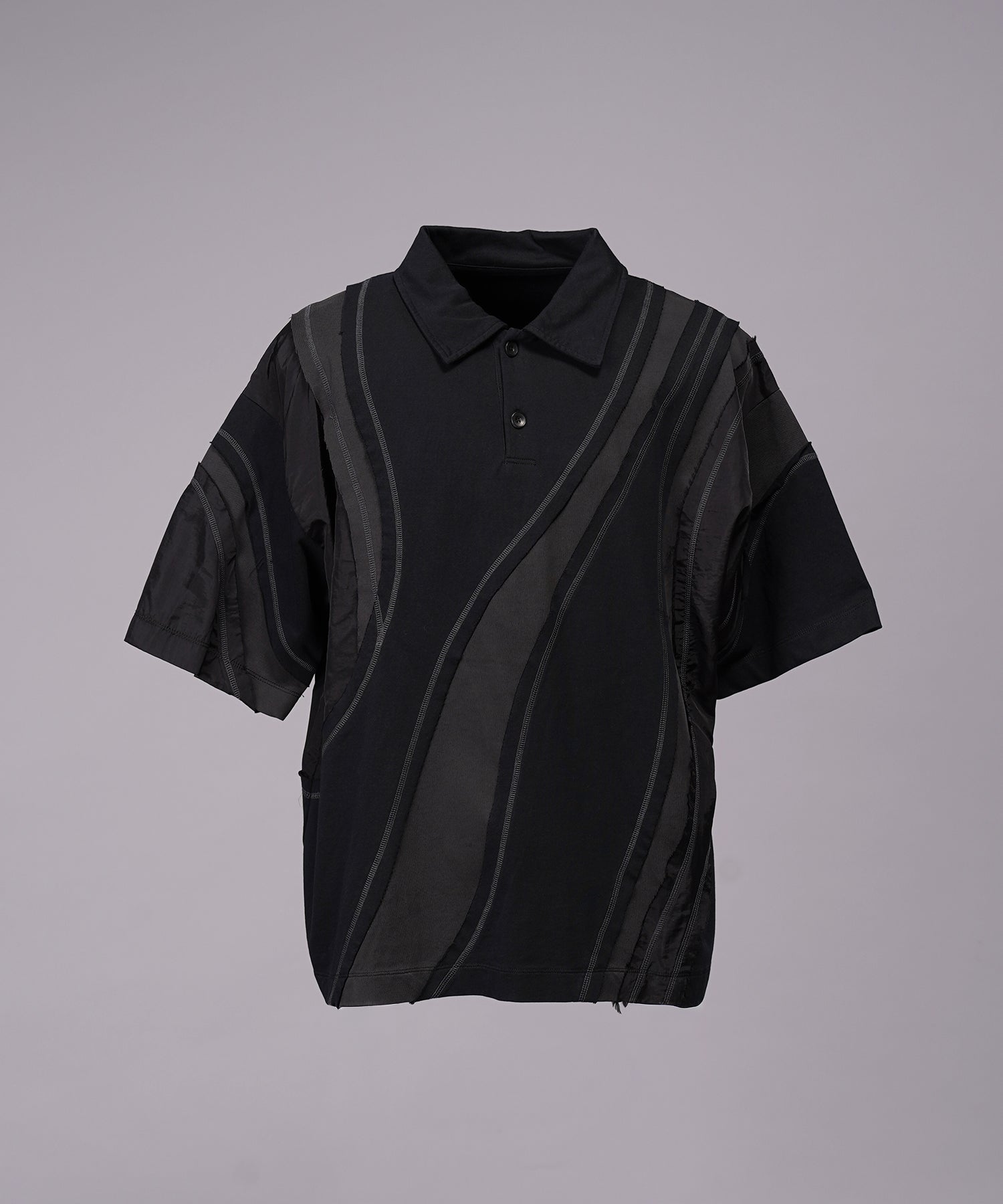 【26SS PRE-ORDER】Different Material Curve Switching Prime-Over Short-sleeved Polo Shirt