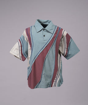 【26SS PRE-ORDER】Different Material Curve Switching Prime-Over Short-sleeved Polo Shirt