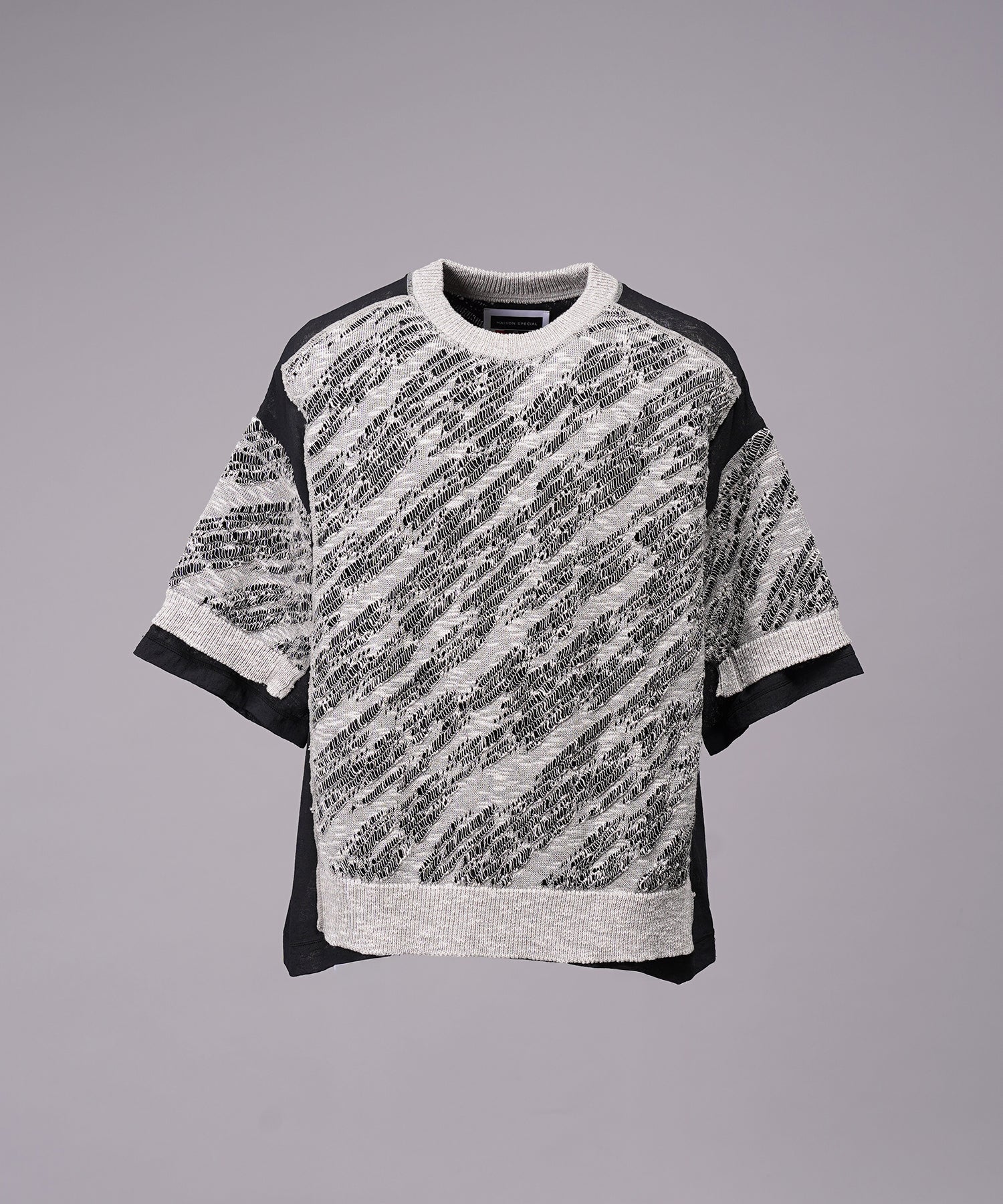 [26SS PRE-ORDER] Sheer Fabric Docking Prime-Over Short-sleeved Knit T-shirt