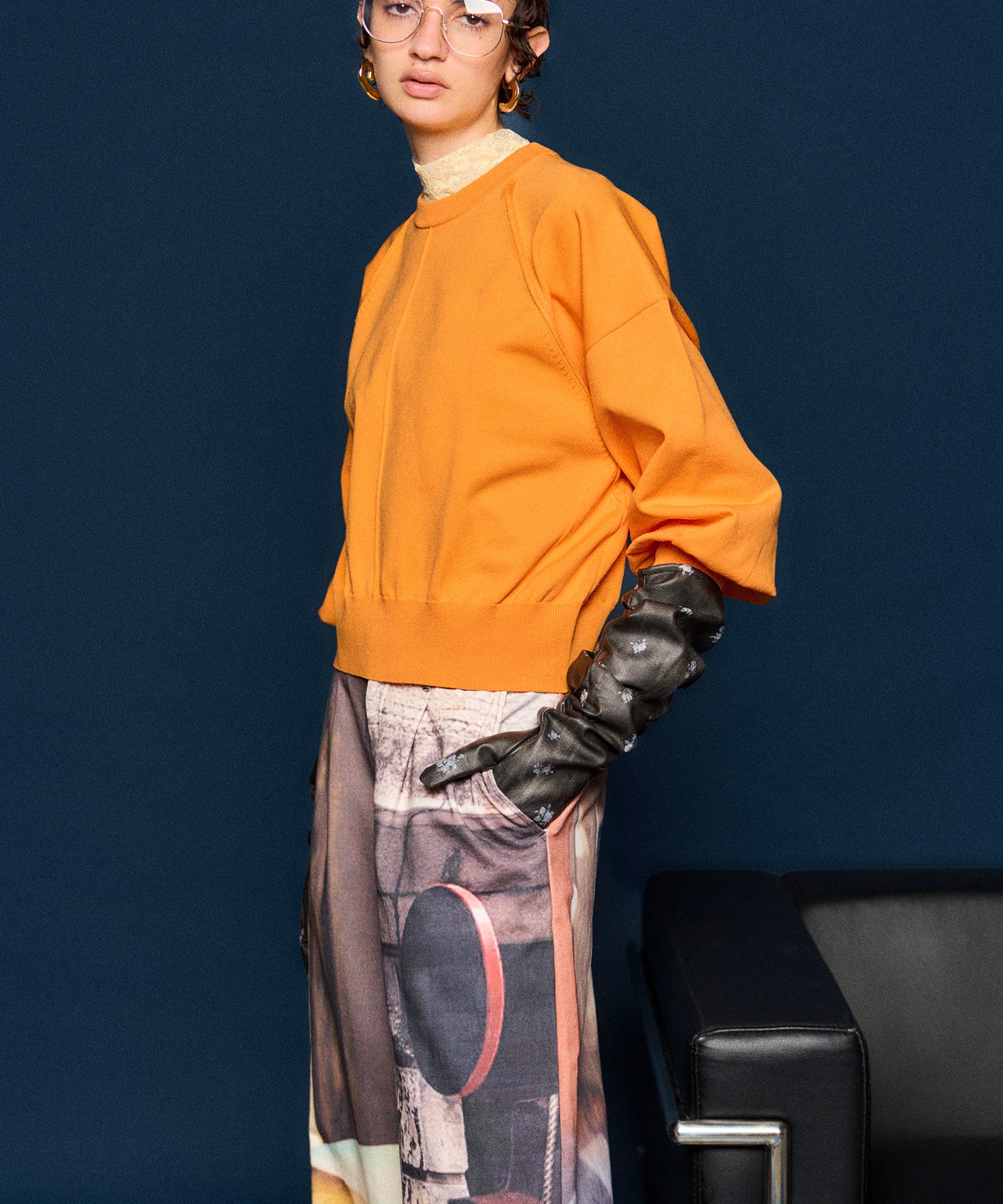 [25AUTUMN PRE-ORDER] Side Gathers Vegan Leather Long Gloves