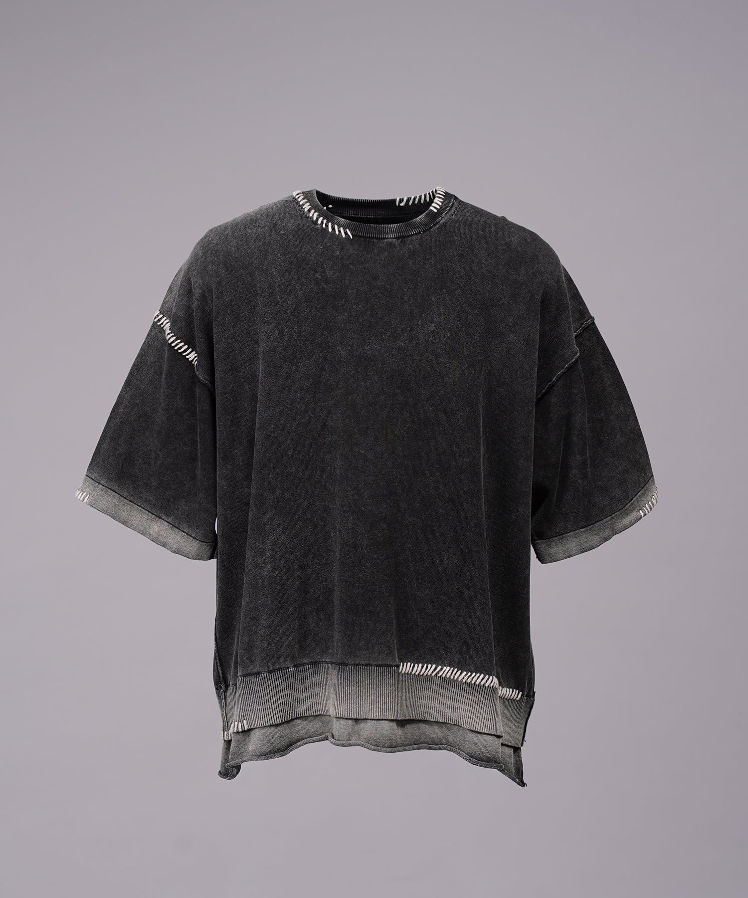 High Twist Prime-Over Pigment Bleach Crew Neck Knit T-shirt