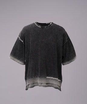 High Twist Prime-Over Pigment Bleach Crew Neck Knit T-shirt
