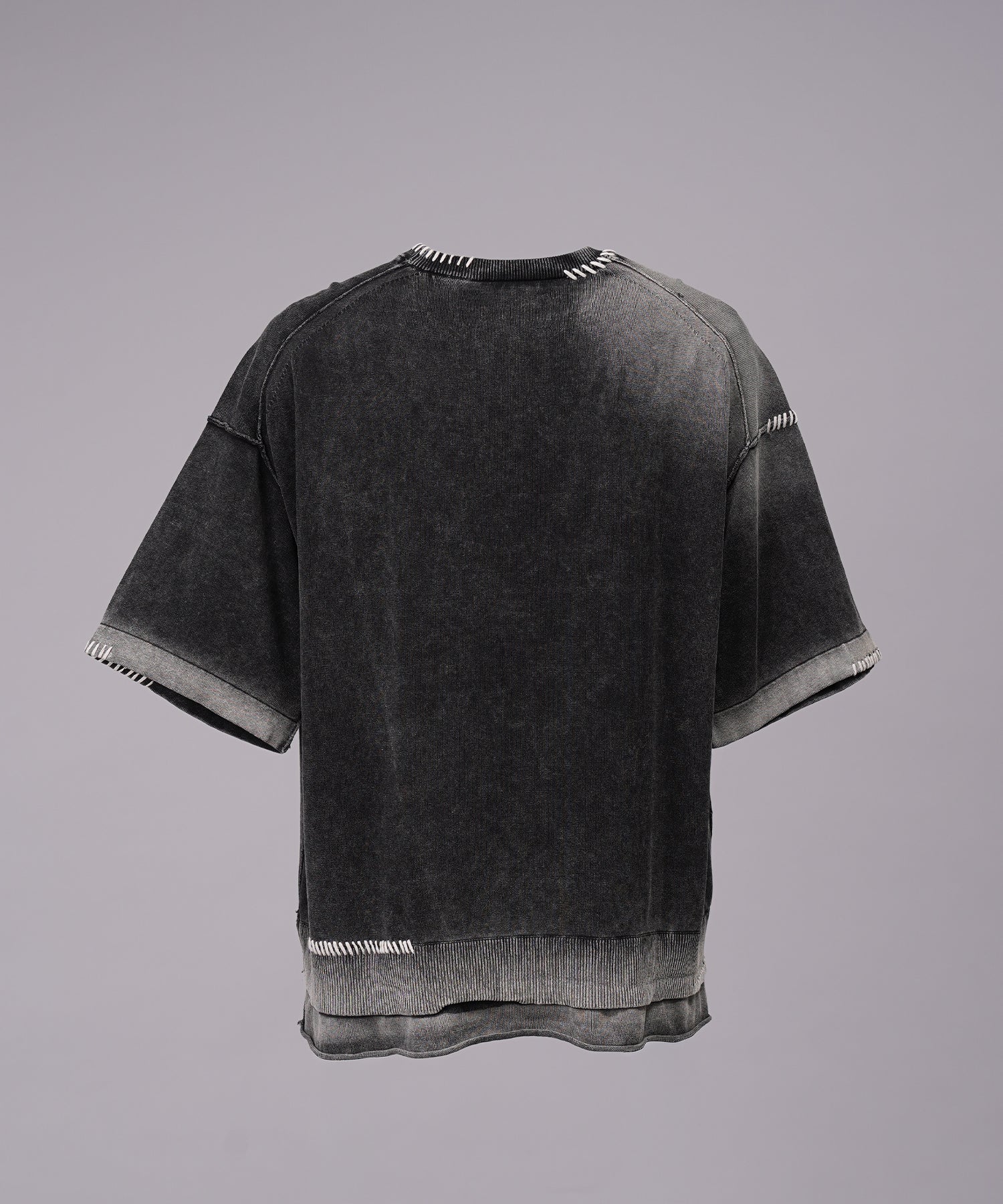 High Twist Prime-Over Pigment Bleach Crew Neck Knit T-shirt