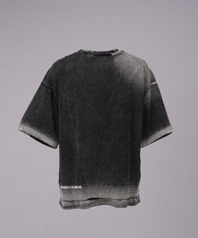 High Twist Prime-Over Pigment Bleach Crew Neck Knit T-shirt
