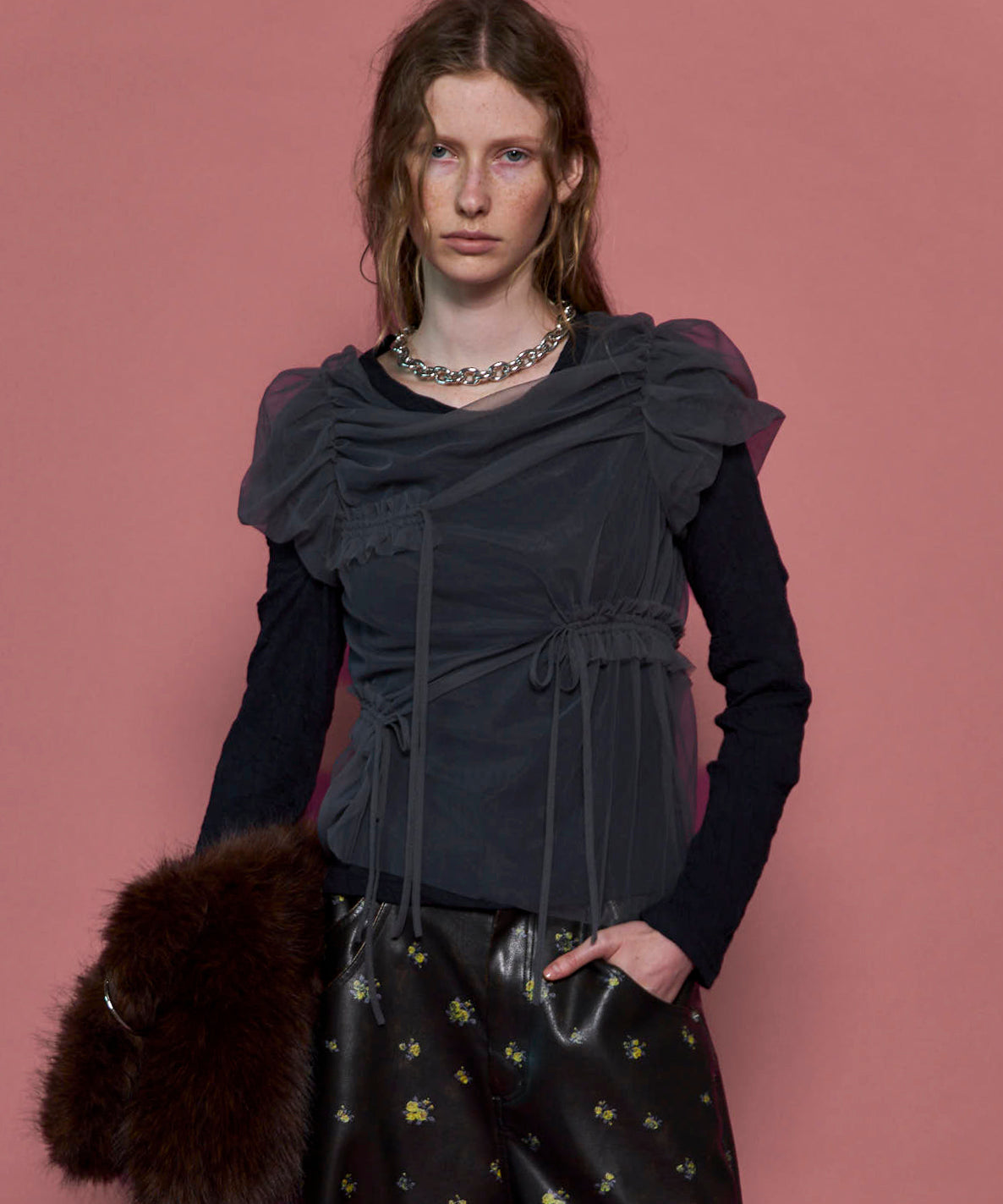 Shirring Mini Puff Sleeve Tops