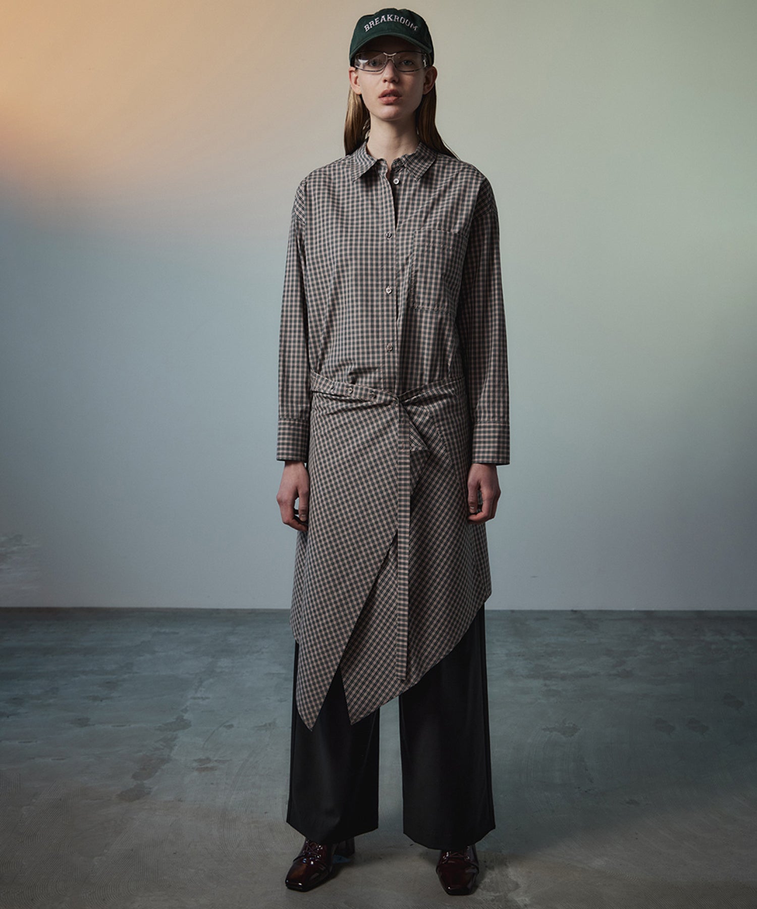 Multi-Apron Oversized Check Shirt