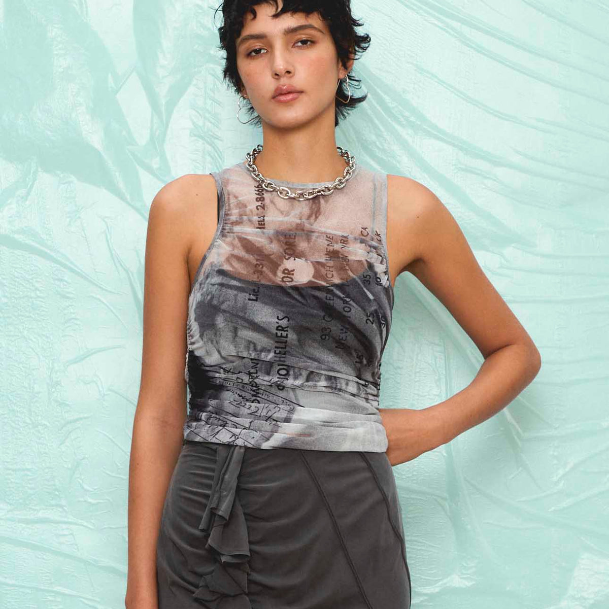 【メゾンスペシャル】Tulip Gather Mesh Tank Top Tulip Gather Mesh Tank Top