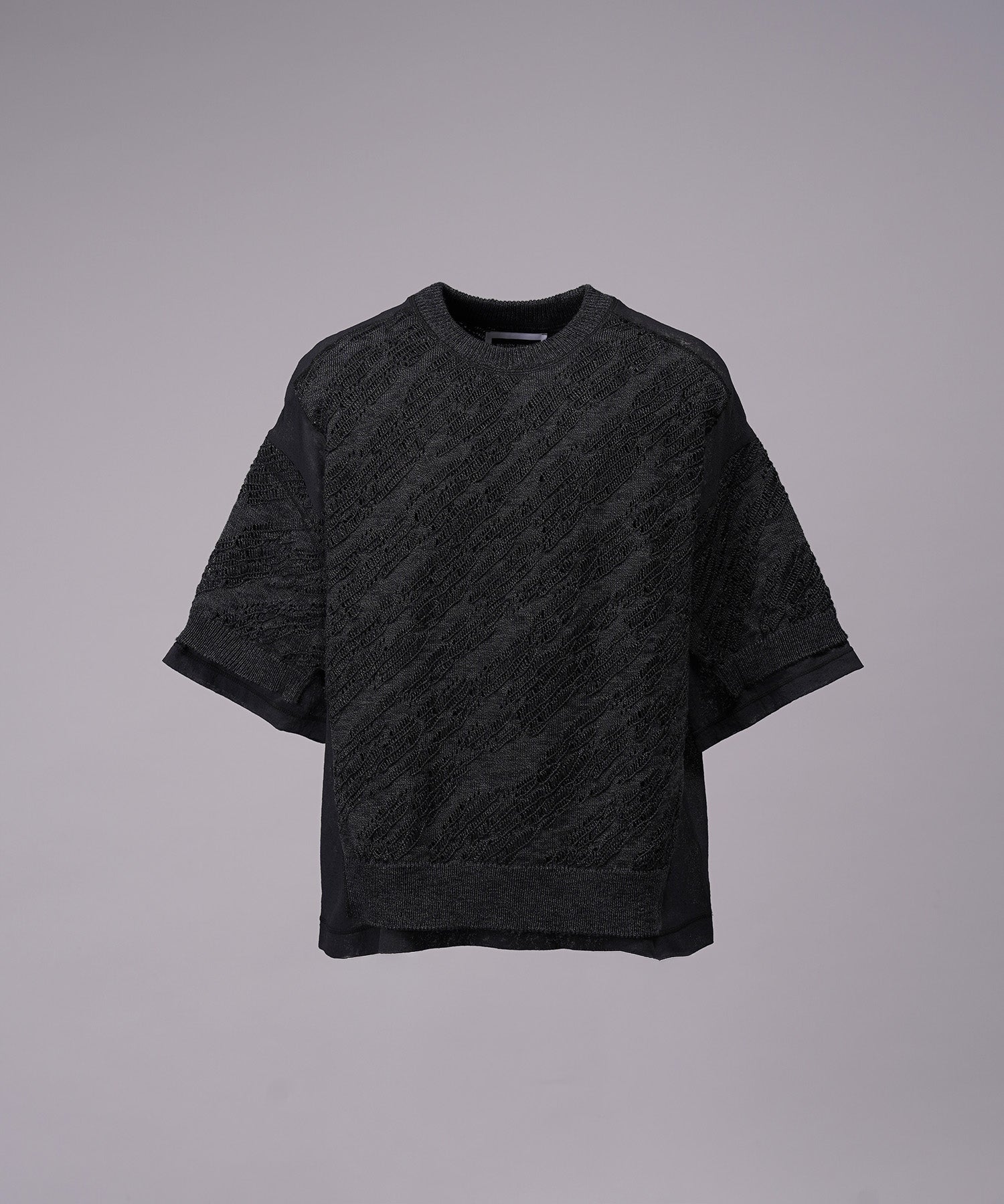 [26SS PRE-ORDER] Sheer Fabric Docking Prime-Over Short-sleeved Knit T-shirt