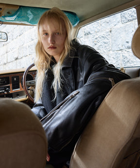 [25AW 사전 주문] 양 가죽 멜튼 콤비네이션 체스터 코트