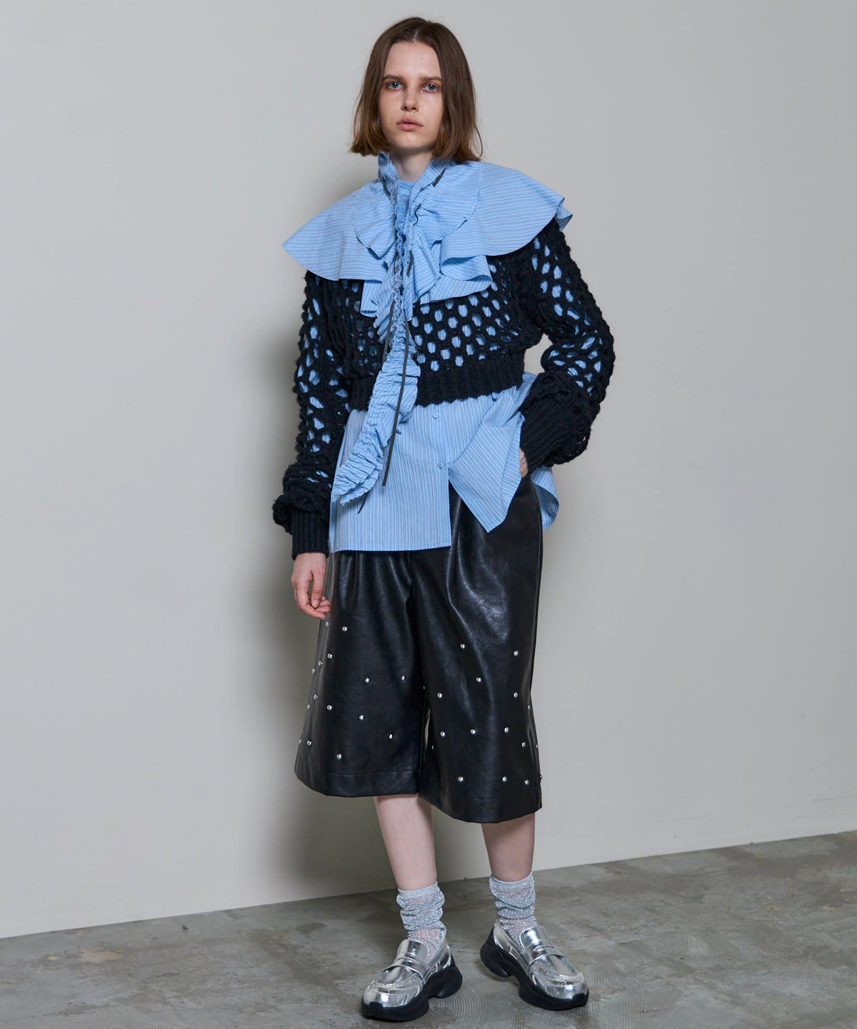 Studs Leather Shorts