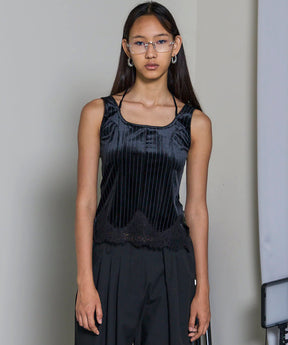 【25AUTUMN PRE-ORDER】Hem Lace Velvet Tank Top