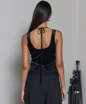 【25AUTUMN PRE-ORDER】Hem Lace Velvet Tank Top