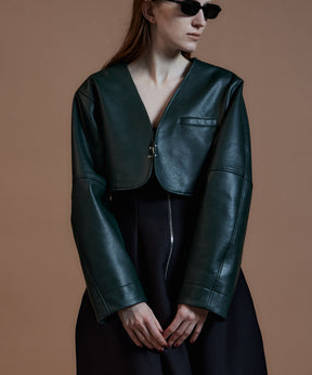 【26AUTUMN PRE-ORDER】Vegan Leather Short Jacket