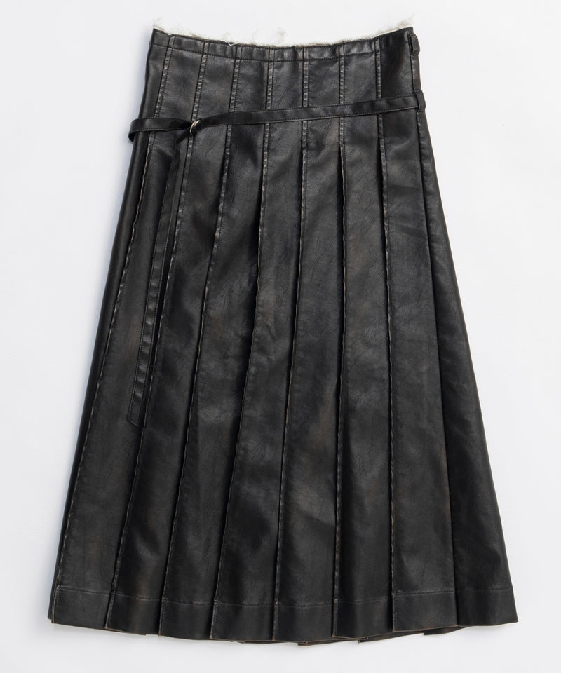 Vegan Leather Midi-length Skirt