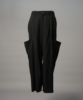 Linen Mix Slab Side Big Pocket Prime-Wide Pants