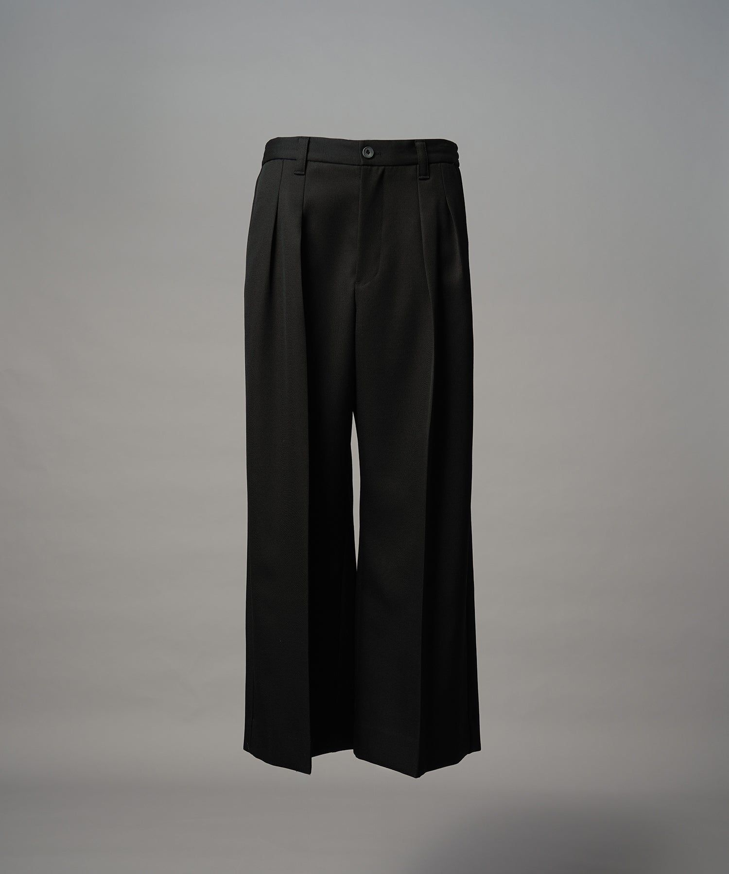 4 Colors Chambray Washable Wool Prime-Wide Two Tuck Wide Pants