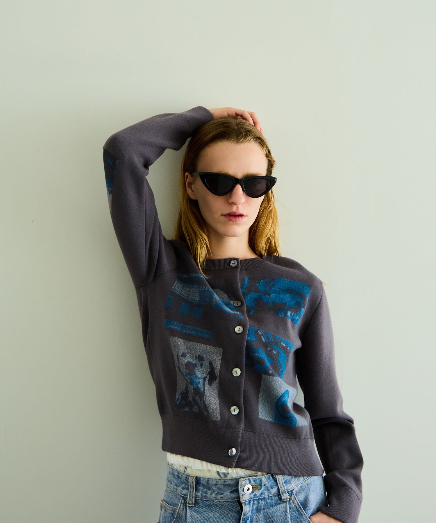 Photo Collage Compact Knit Cardigan