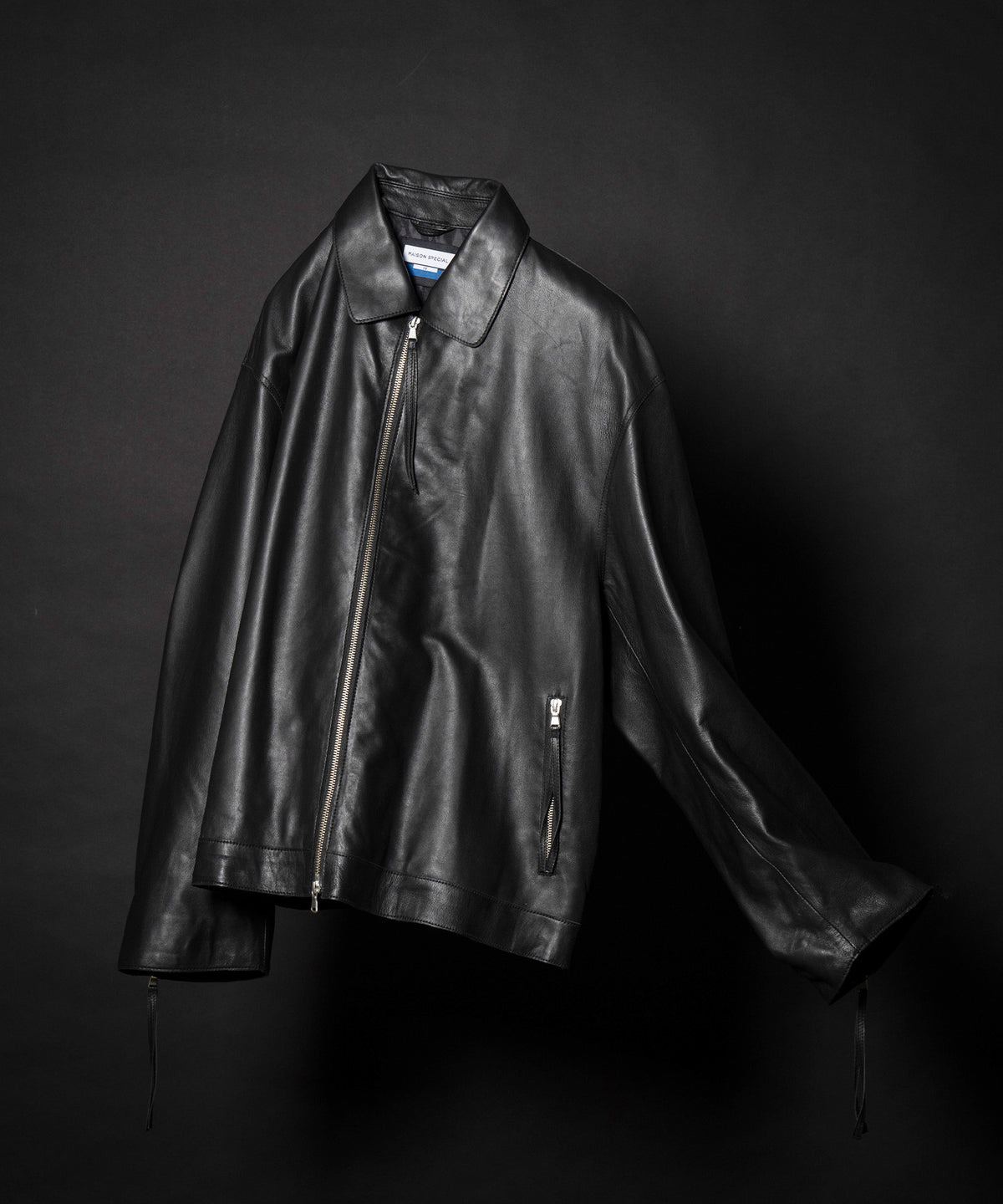 Lamb leather Prime-Over Single Rider Collared Jacket