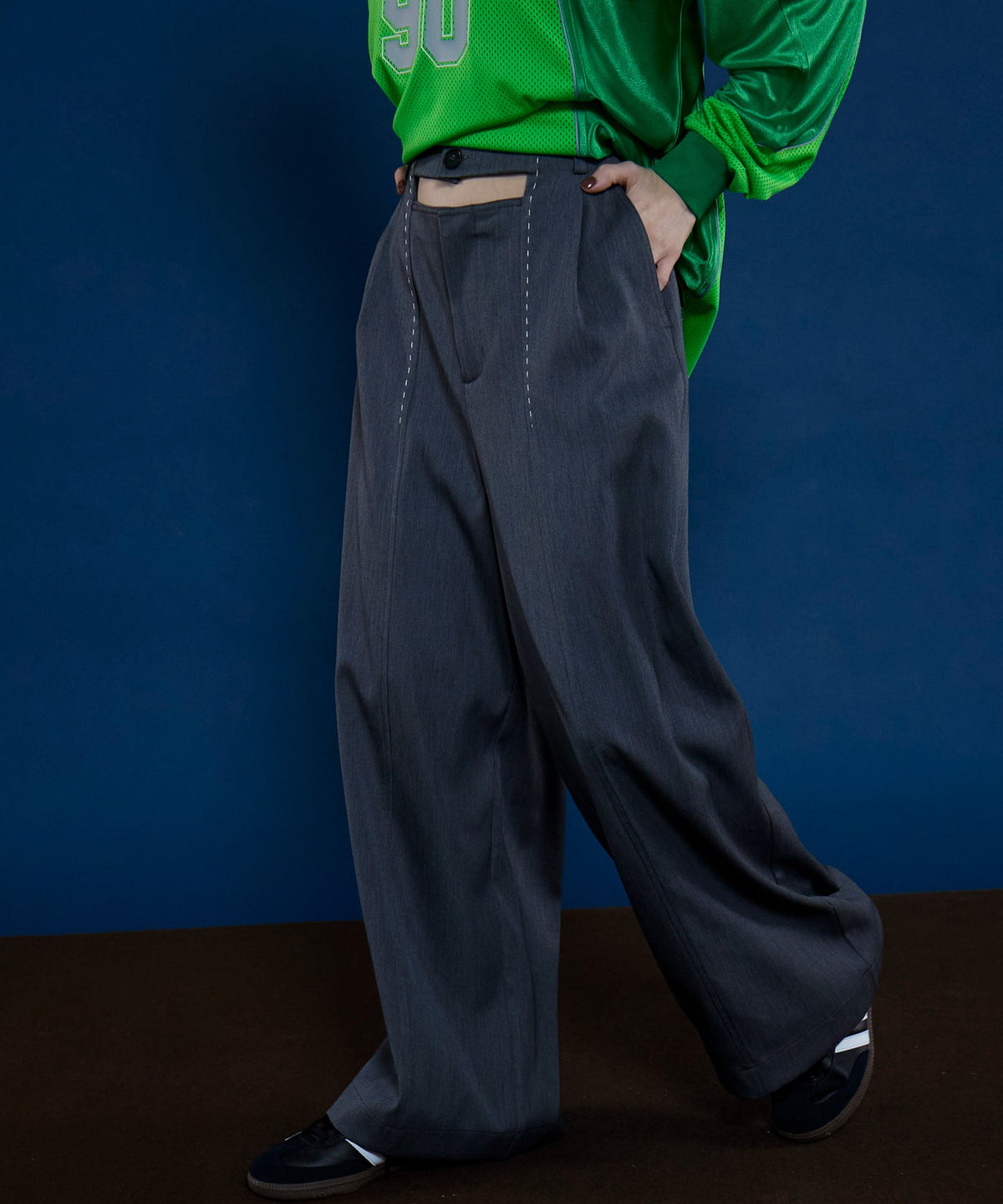 [24Autumn Pre-Order] Front Cut Stitch Wide Pants