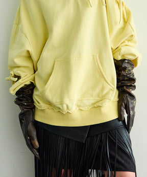 [25AUTUMN PRE-ORDER] Side Gathers Vegan Leather Long Gloves