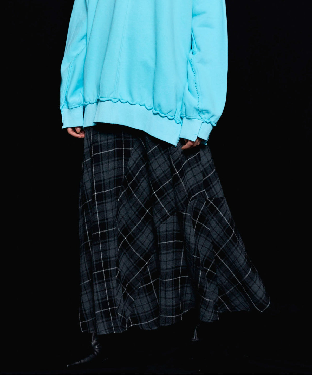 Random Plaid Flare Skirt