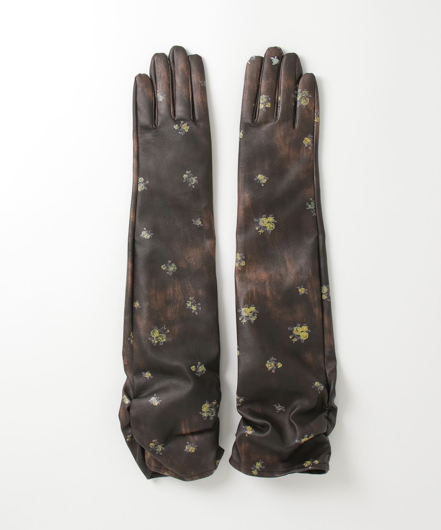 [25AUTUMN PRE-ORDER] Side Gathers Vegan Leather Long Gloves