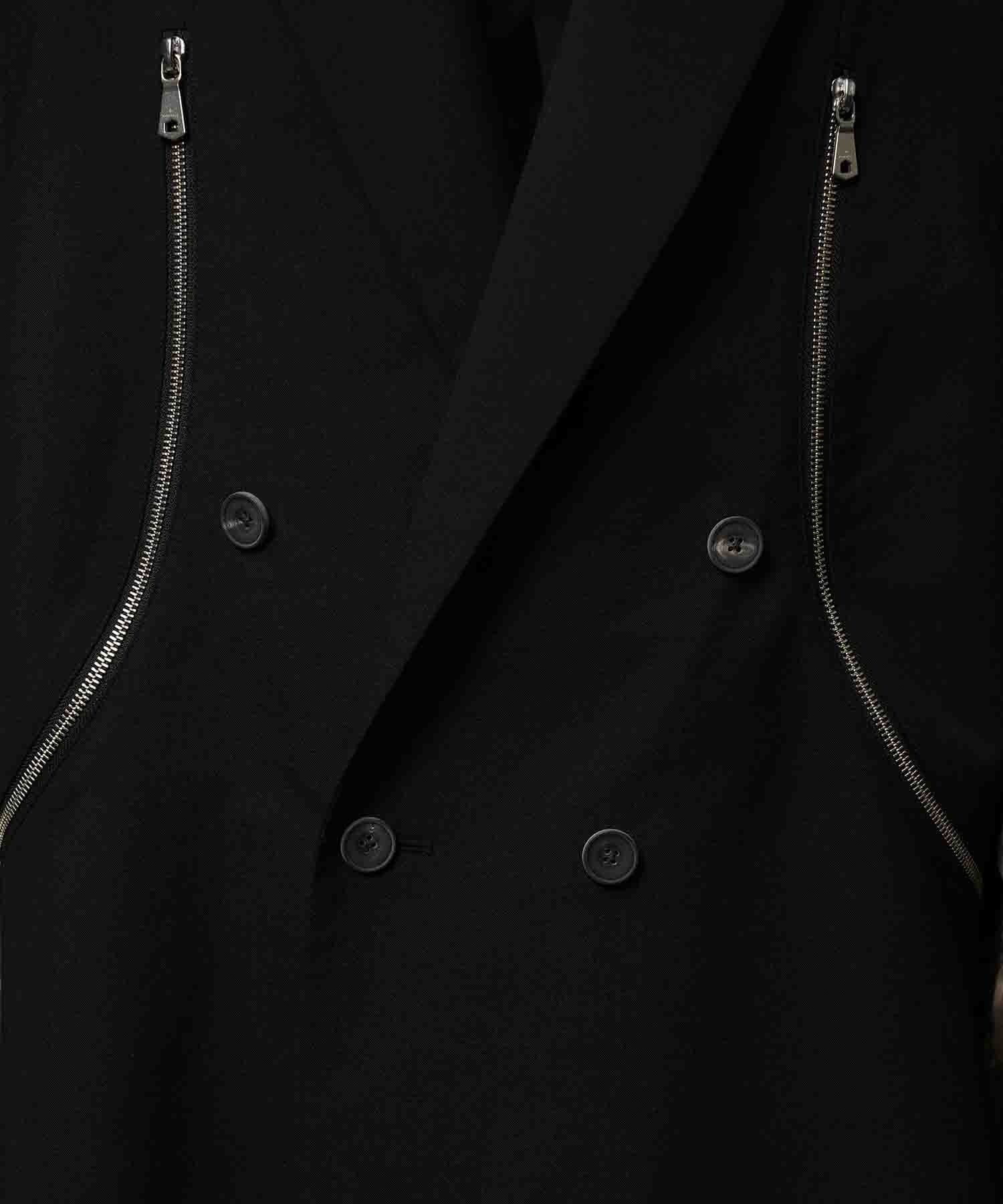 4 색 샹 브레이 세탁 가능한 양모 피크 라펠 더블 가슴 재킷