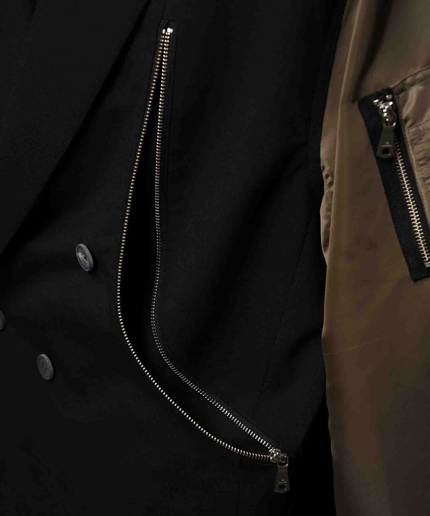 4 색 샹 브레이 세탁 가능한 양모 피크 라펠 더블 가슴 재킷