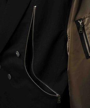 4 색 샹 브레이 세탁 가능한 양모 피크 라펠 더블 가슴 재킷