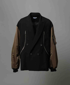 4 색 샹 브레이 세탁 가능한 양모 피크 라펠 더블 가슴 재킷