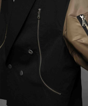 4 색 샹 브레이 세탁 가능한 양모 피크 라펠 더블 가슴 재킷