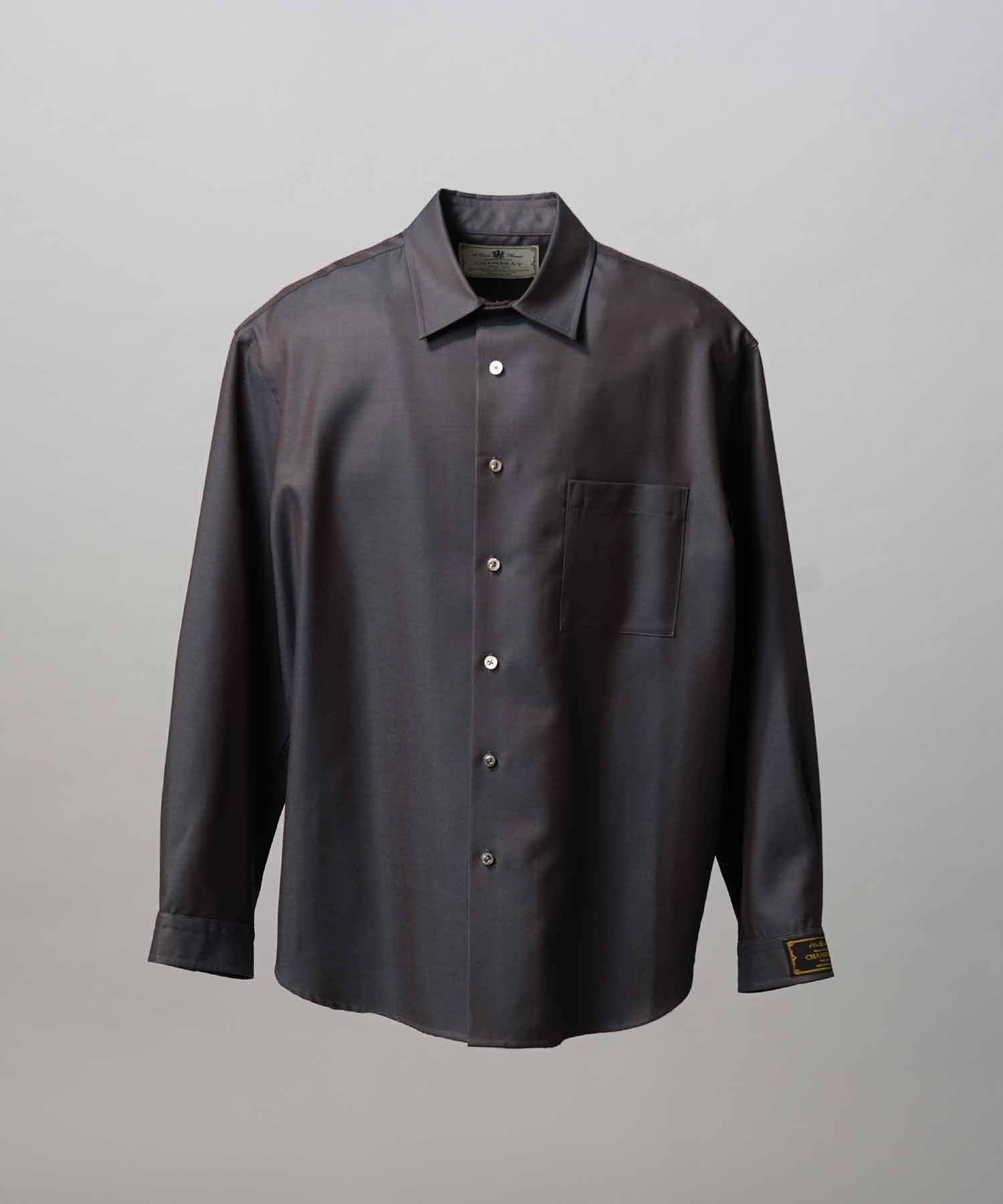 4 Colors Chambray Washable Wool Prime-Over Regular Collar Shirt