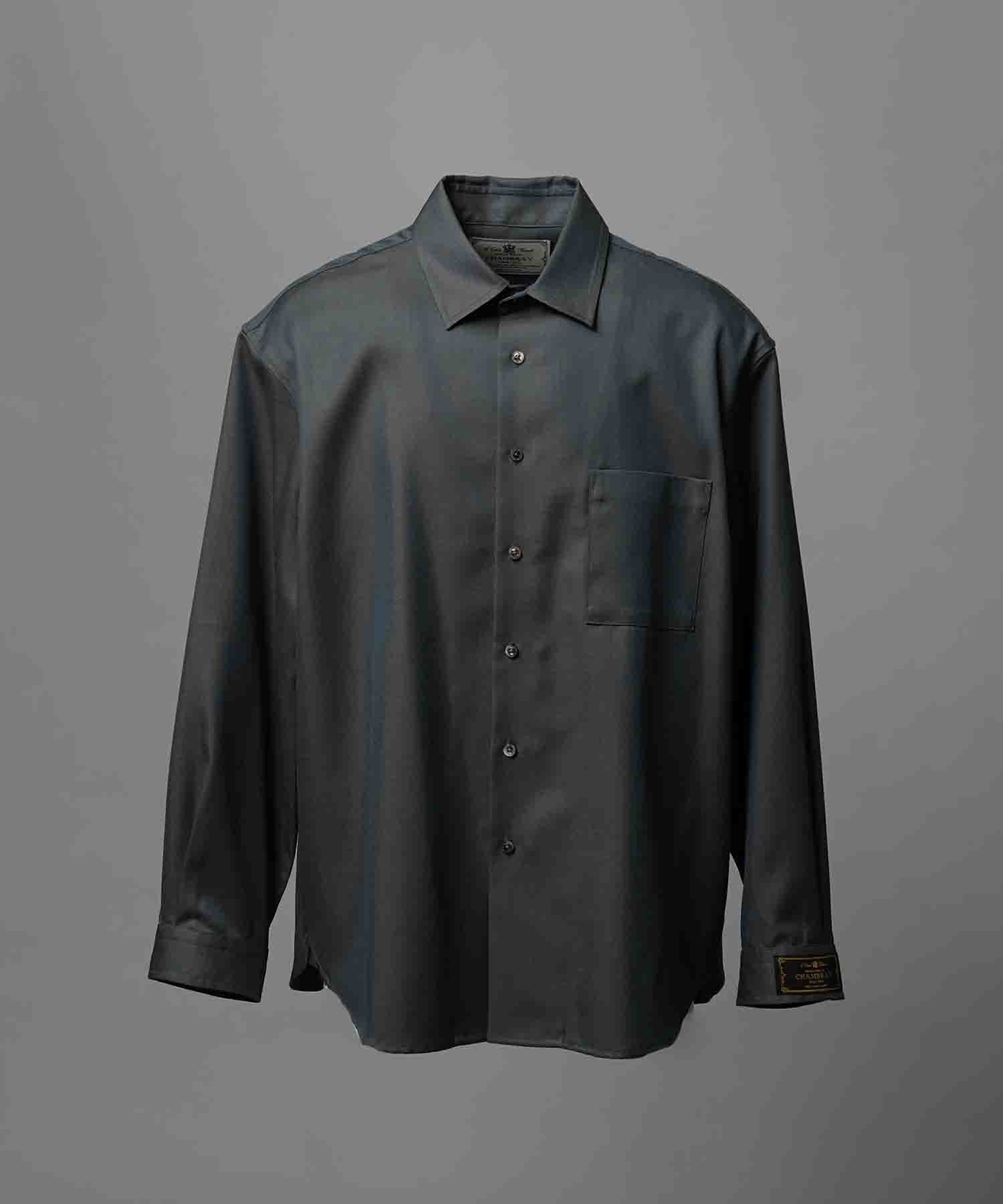 4 Colors Chambray Washable Wool Prime-Over Regular Collar Shirt