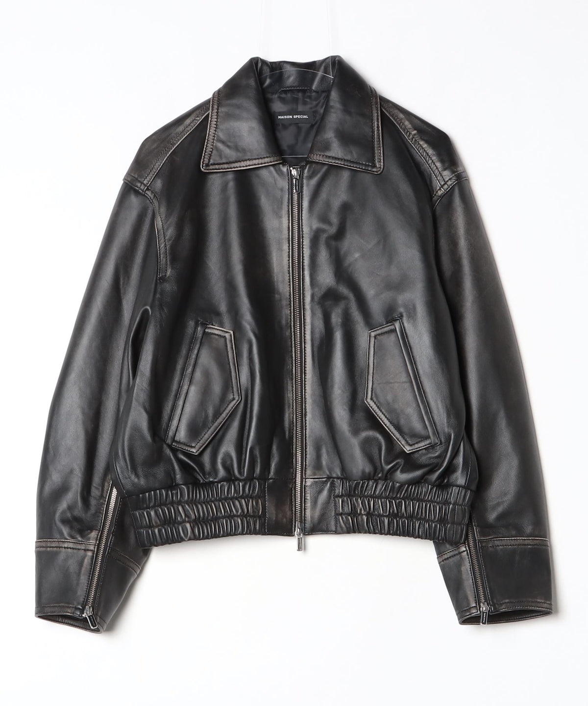 Oversized Real Leather Zip Blouson