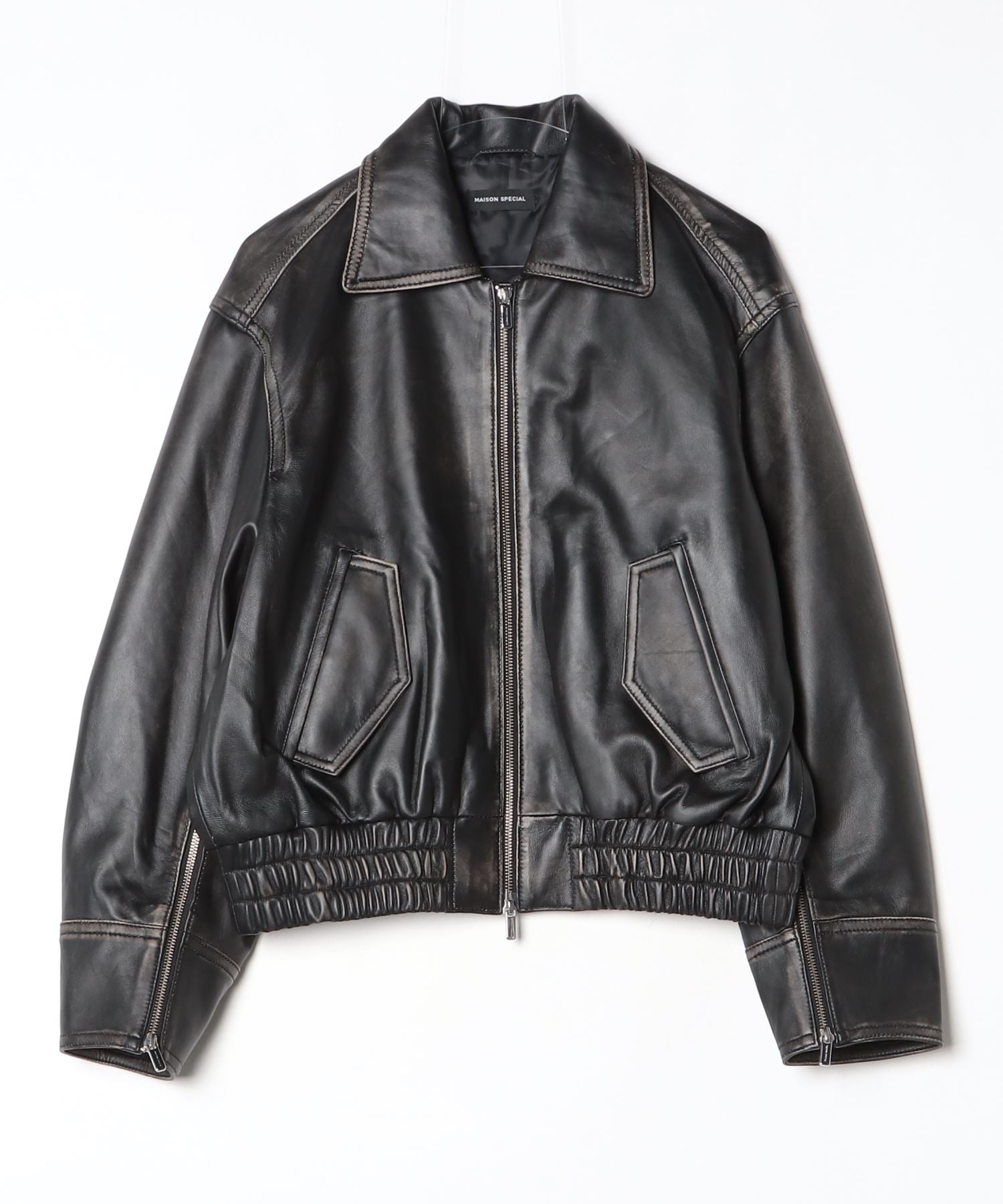 Oversized Real Leather Zip Blouson