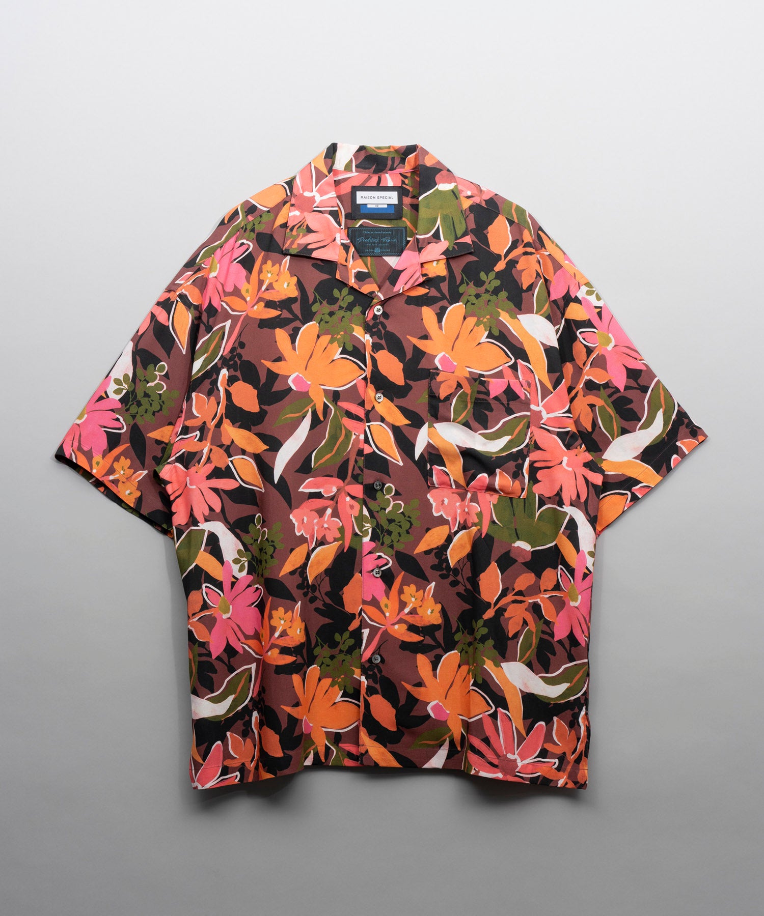 [Italian Dead Stock Fabric] Prime-Over Short Sleeve Open Collar Shirt