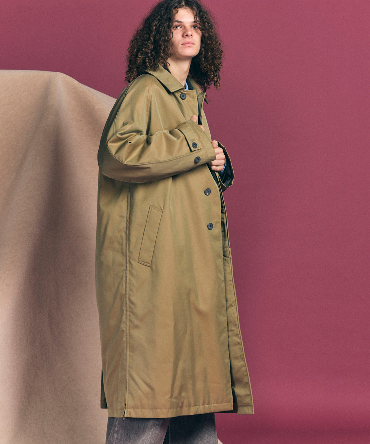 120/2/2 Suvin Cotton Gabardine Prime-Over Balmacaan Coat