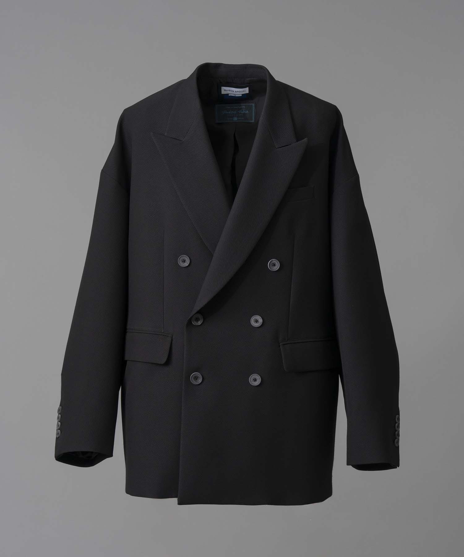 [Italian Dead Stock Fabric] Peaked Lapel Prime-Over Double Breasted Jacket