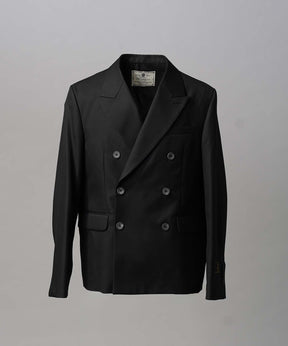 4 색 샹 브레이 세탁 가능한 양모 피크 라펠 더블 가슴 재킷