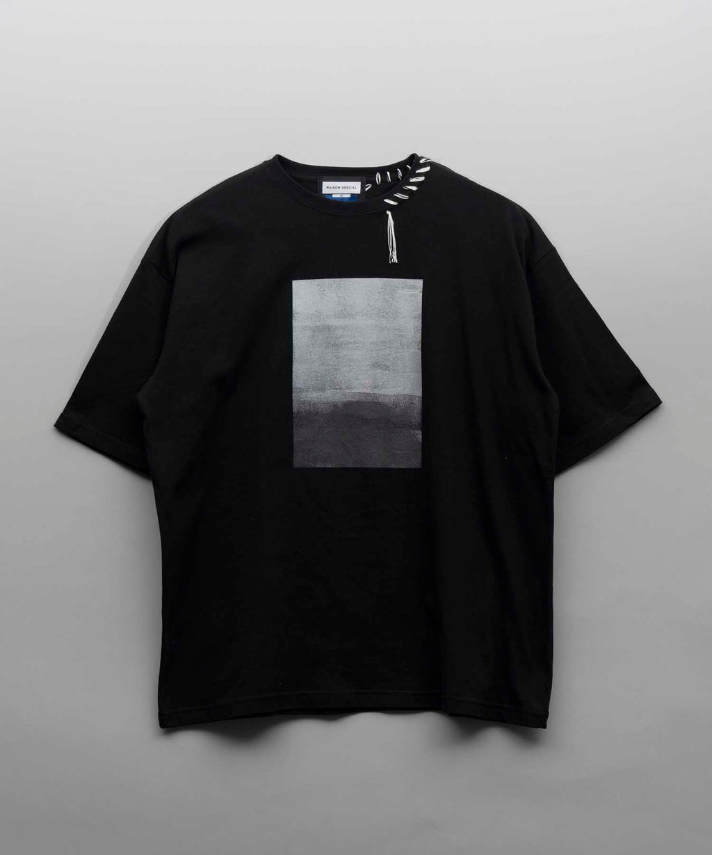 Abstract Hand-Printed Oversized Stitched Crew Neck T-shirt
