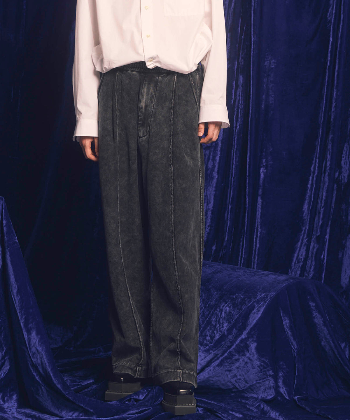 [24AW Pre-Order] CHEMICAL OVER-DYE HEAVY-WEIGHT SWEAT PIN TUCK EASY WIDE PANTS