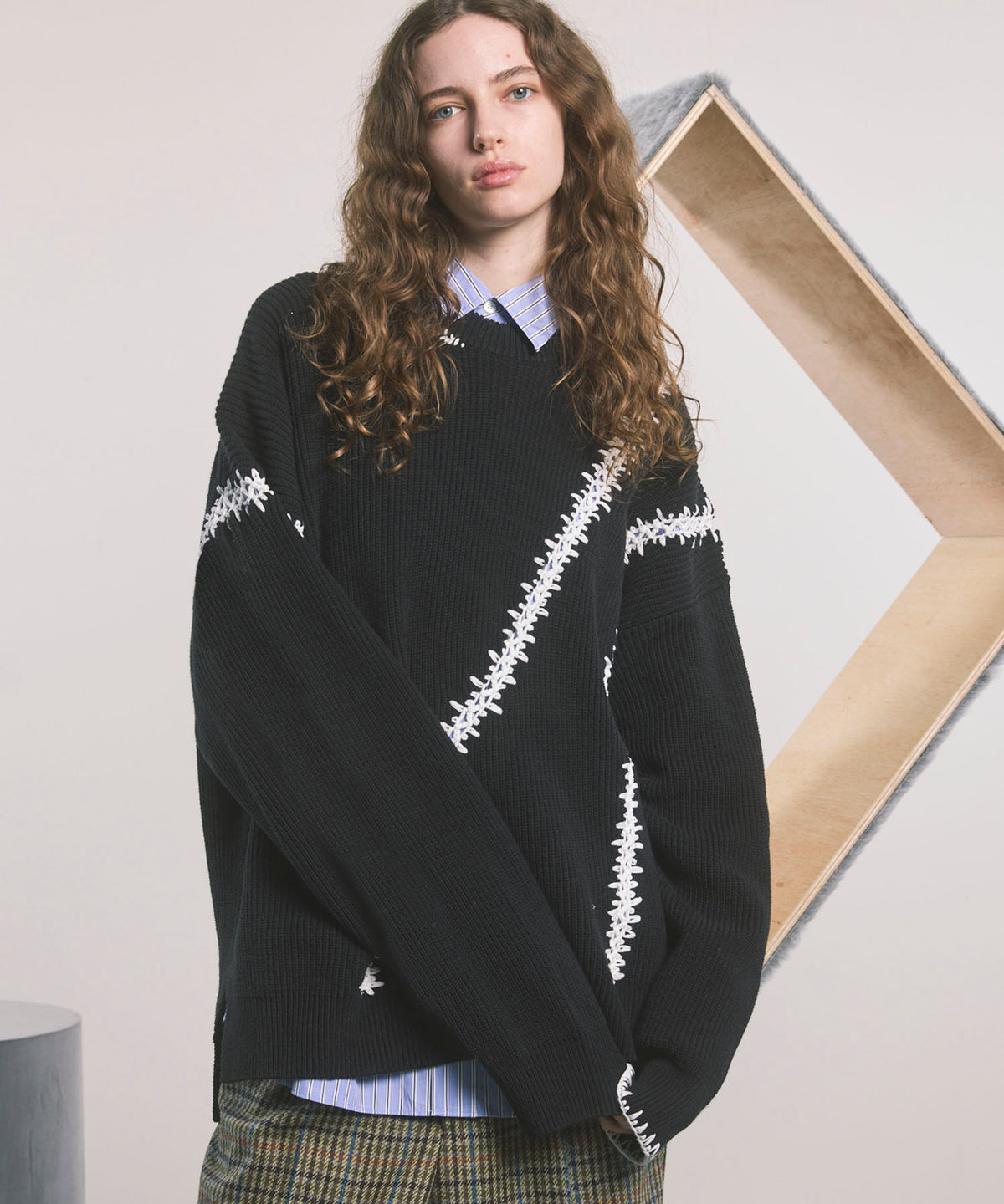 [24AW Pre-Order] Prime-Over Landscape Painting Crew Neck Knit Pullover (Copy)