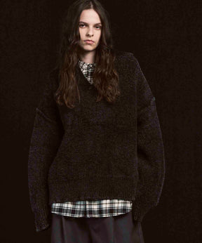 Gradation Short Length Prime-Over V-Neck Knit Pullover